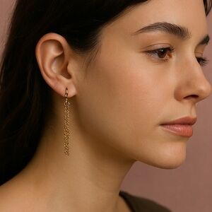 Chain dangle earrings 2.5” long wire pierced